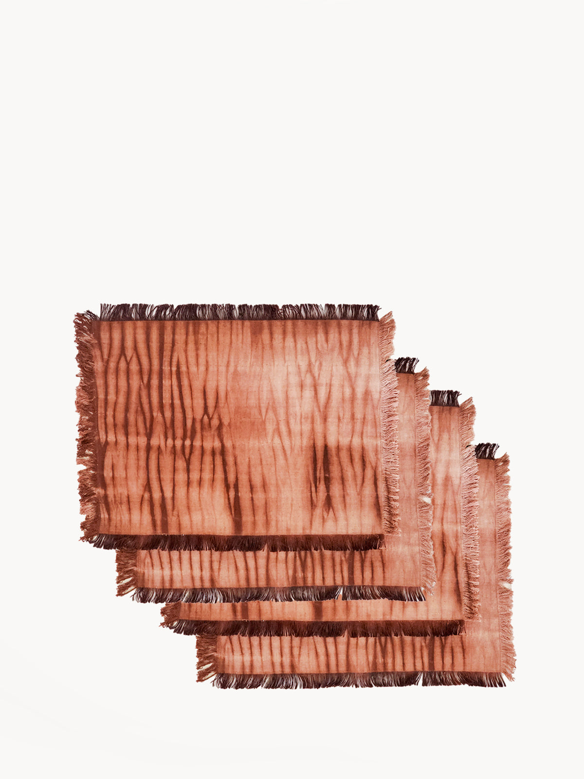 Tie Dye Cotton Placemats – Handcrafted Brown & White (Set of 4)