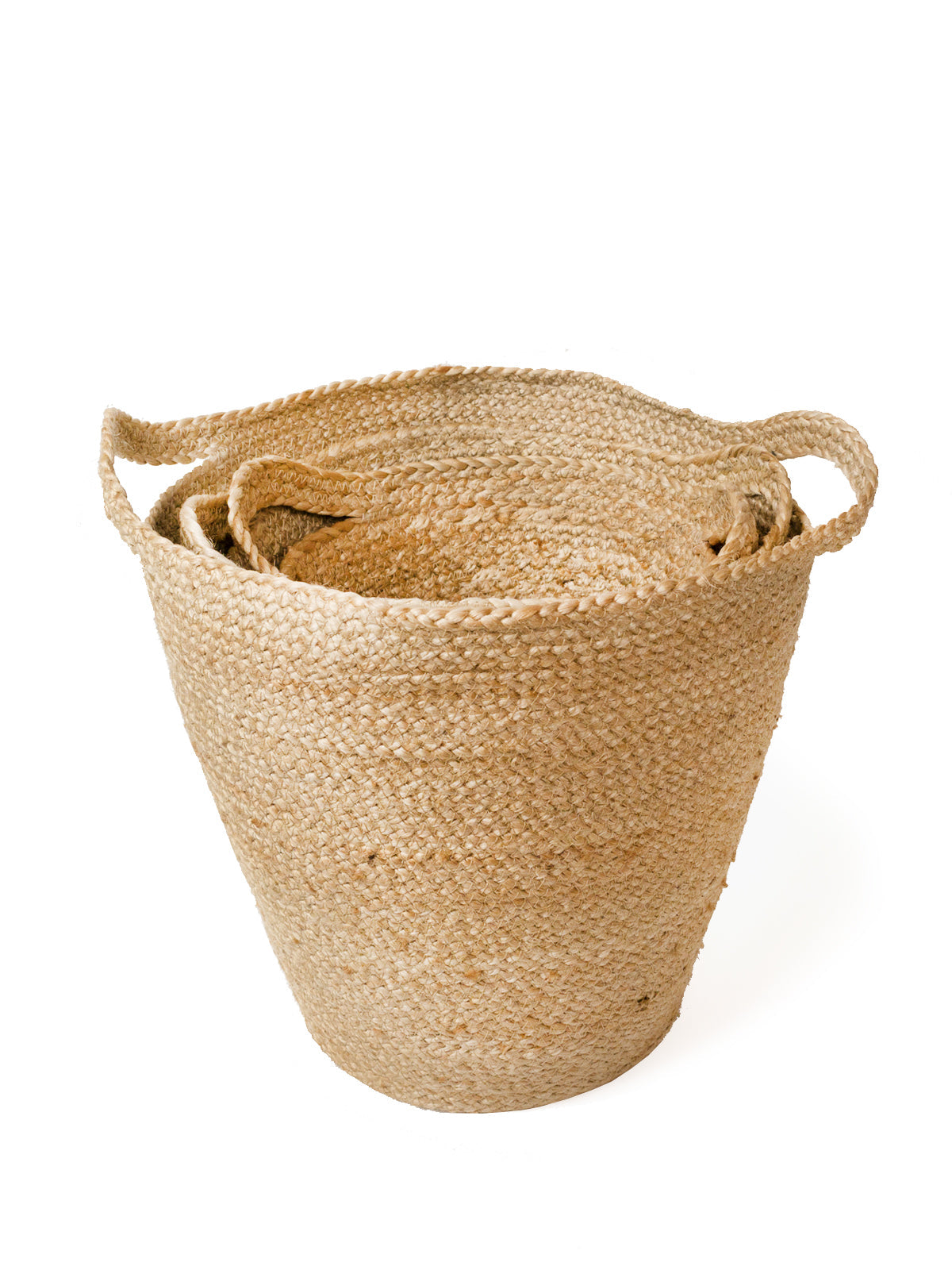 Kata Handwoven Jute Basket with Slit Handles – Natural (Set of 3)