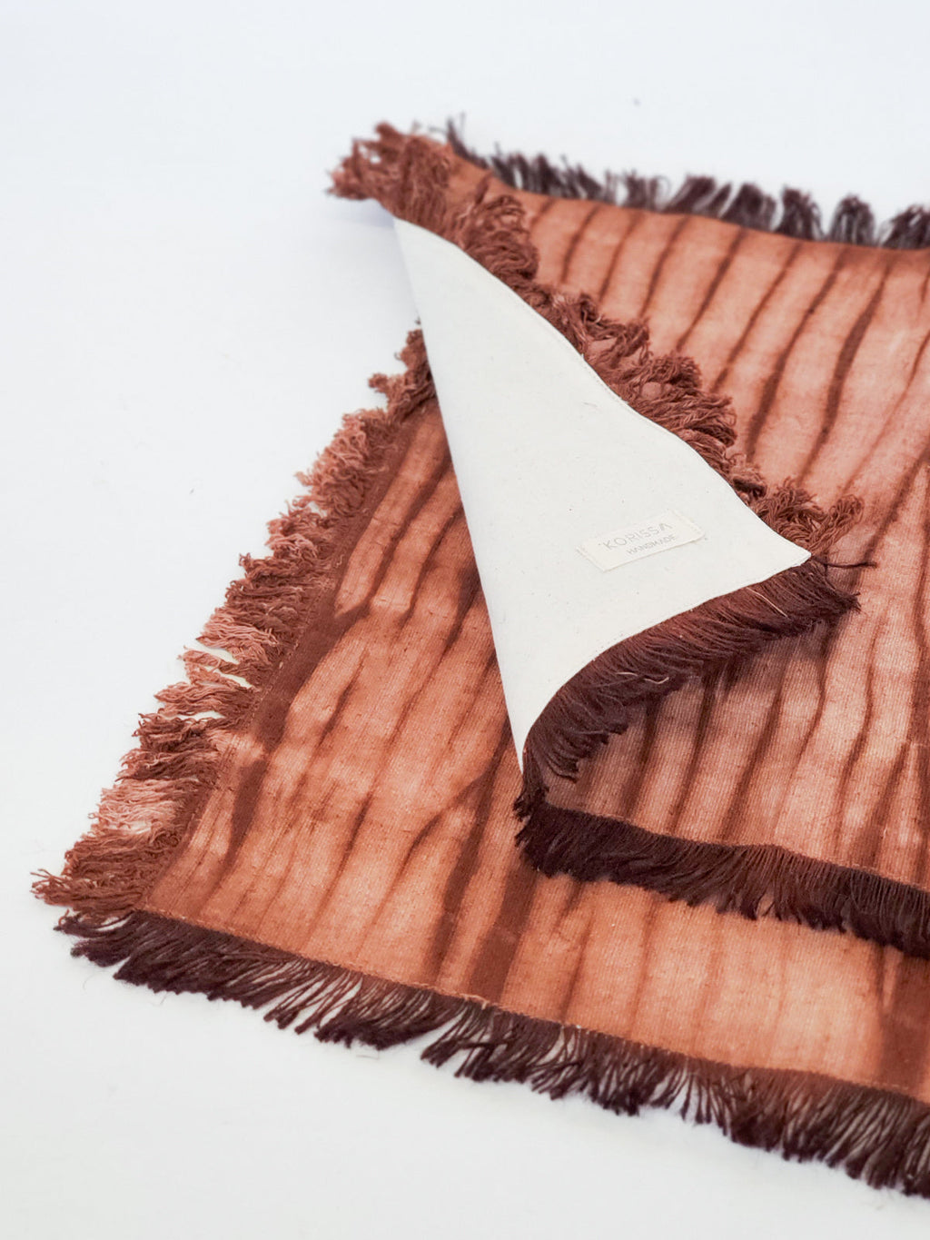 Tie Dye Cotton Placemats – Handcrafted Brown & White (Set of 4)