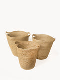 Kata Handwoven Jute Basket with Slit Handles – Natural (Set of 3)